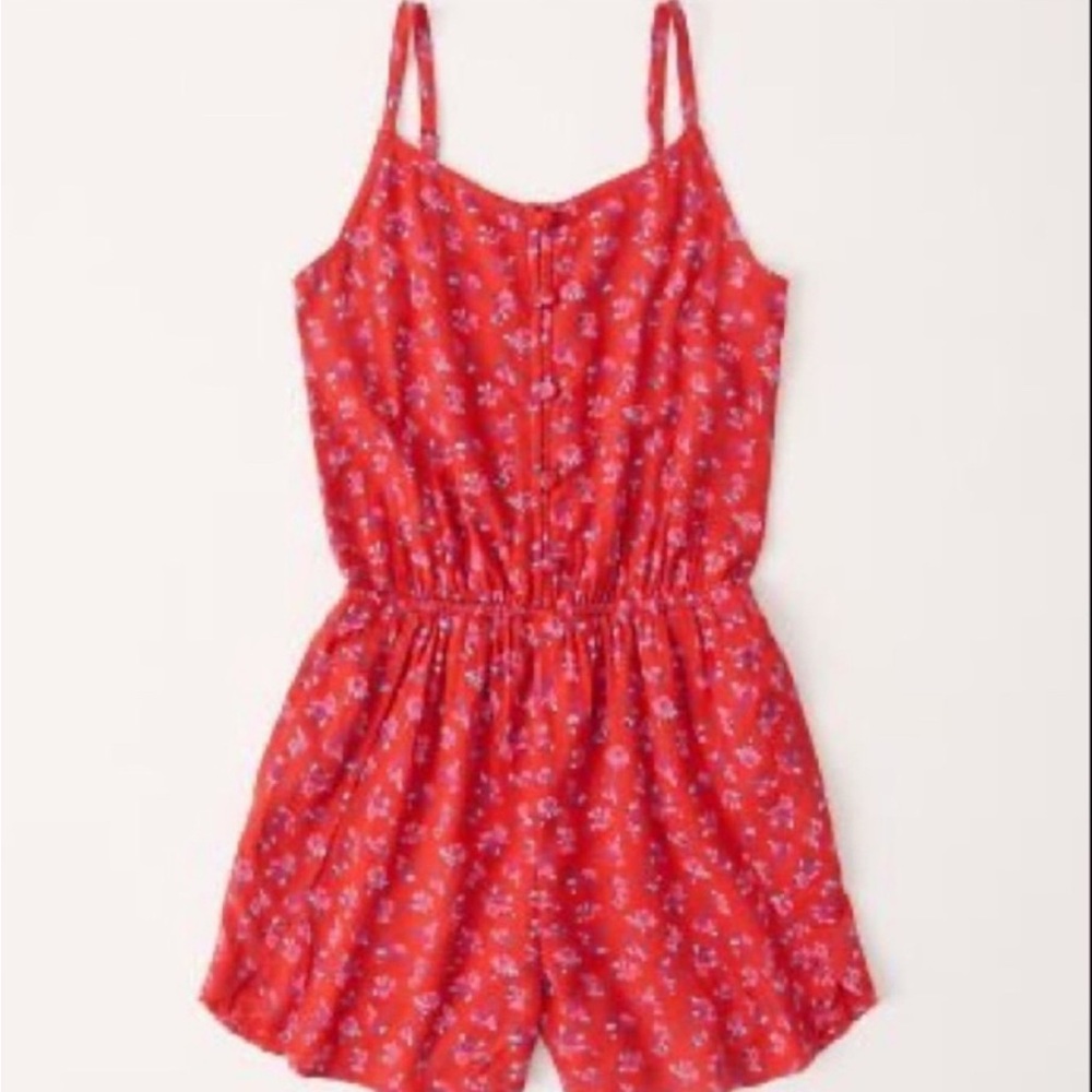 Abercrombie Kids Red Floral Romper - Size 5/6